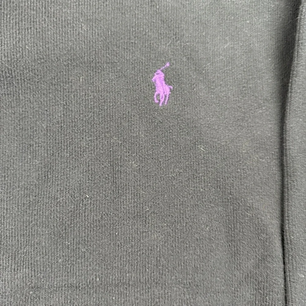 Polo Ralph Lauren Quarter Zip Pullover Black Purple Pony‎ Logo XL VTG Y2K Preppy